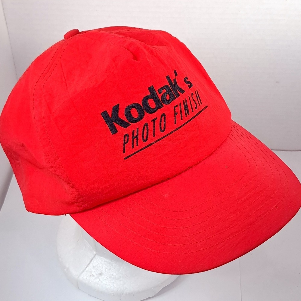Vintage Kodak Photo Finish Hat Camera Kodak's red Snap Back Adjustable Nylon Cap
